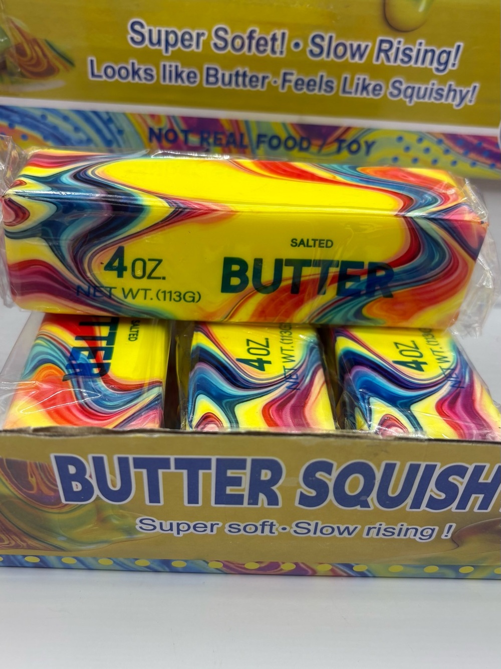 Butter Squish 4oz Salted Butter Scented Squishy Toy - Yellow & Multicolor